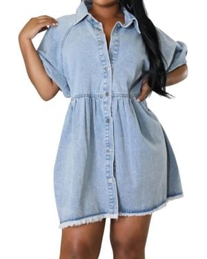 Good Time Usa Button Denim Dress - Blue