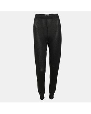 Versace Shimmering Rib Knit Leggings - Black