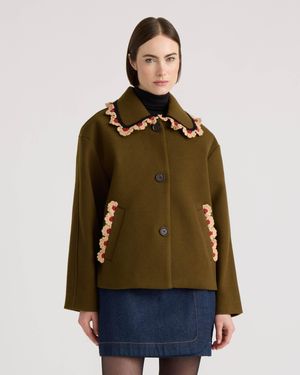 NVLT Jacket With Crochet Trim - Green