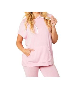 French Kyss Sleeveless Hoodie With Pocket - Pink