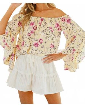 Vine & Love Karla Off Shoulder Floral Top - White