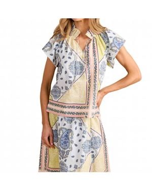 Double A Em Flutter Sleeves Top - Blue