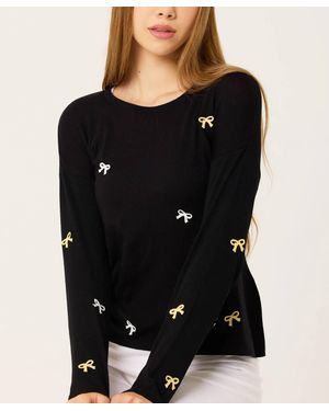 French Kyss Scoop Neck Bow Detail Top - Black