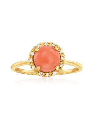 Ross-Simons Coral Ring With Diamond Accents - Orange
