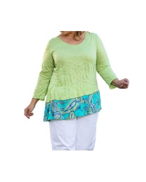 On The Plus Side Round Neck 3/4 Sleeve Kristi Tunic - Green