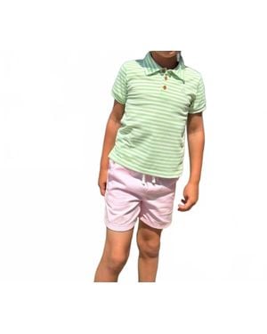 Me & Henry Boy's Anchor Stripe Polo - White