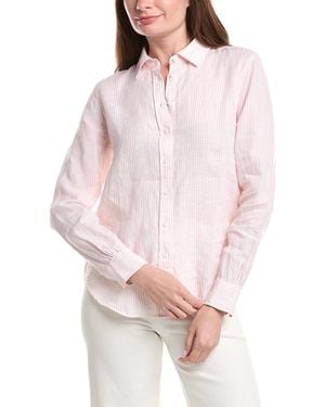 Brooks Brothers Yarn Dye Stripe Linen Classic Shirt - Pink
