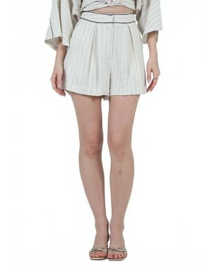 Aylaya Claire High Waist Pinstripe Shorts - White