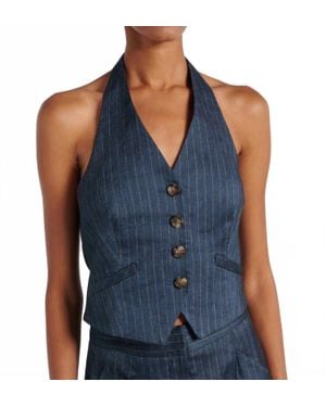 Veronica Beard Arabella Pinstripe Halter Vest - Blue