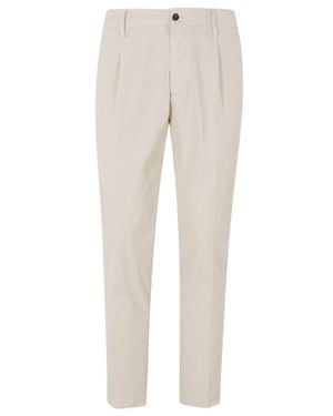 BE ABLE Sand Riccardo Gabardina Internal-Drawstring Cotton Pants - Natural