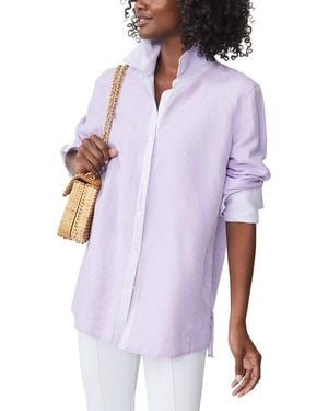 J.McLaughlin Anilee Linen-Blend Blouse - Purple