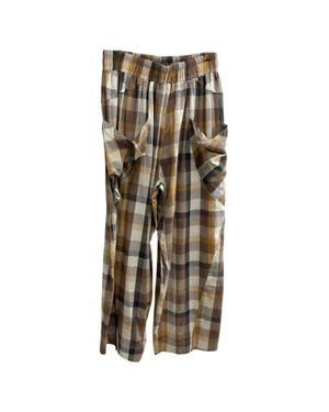 Easel Plain Linen Pants - Brown