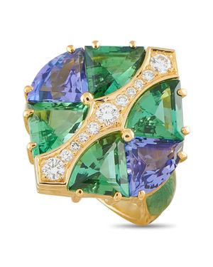 LB Exclusive 18K 0.25Ct Diamond And Gemstone Ring Mf33-100826 - Green