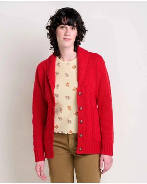 Toad & Co. Ginn Cable Cardigan Belted Waist Shawl Collar Ddr2913 - Red