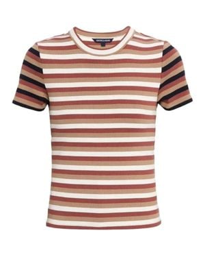 Veronica Beard Pruitt Short Sleeve Tee, Malt/ Oak/Dove - Orange
