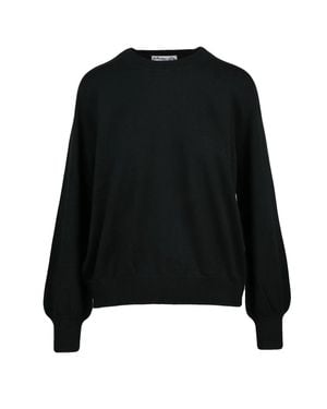 Ballantyne Crewneck Pullover Sweater With Puff Sleeves - Black