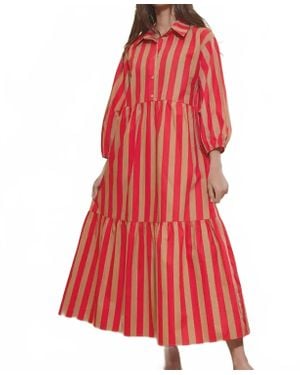 Bucketlist Tiered Stripe Shirt Dress