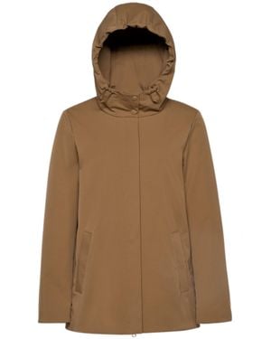 Geox Short Matte-Finish Jacket With Structured Hood - Brown