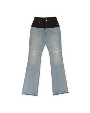 Amiri Sky/ Hybrid Bootleg W/ Leather Jeans - Gray