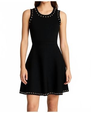 Parker Studded Fit And Flare Mini Dress - Black