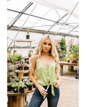 Cozy Casual Silky Button-Down Tank - Green