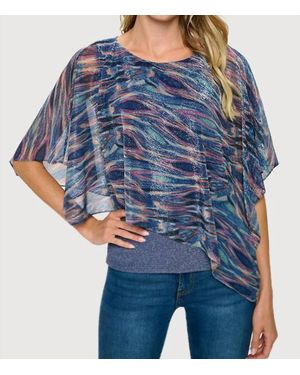 Last Tango Printed Asymmetrical Flowy Top - Blue