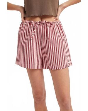 Wishlist Striped Shorts With Drawstring - Red