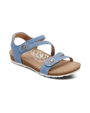 Aetrex Jillian Braided Quarter Strap Sandal - Blue