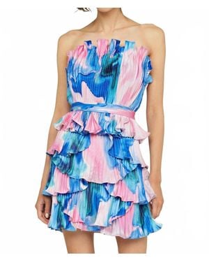 AMUR Jayda Pleated Shell Mini Dress - Blue
