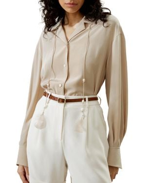 LILYSILK Tie-Detailed Silk Blouse For - Natural