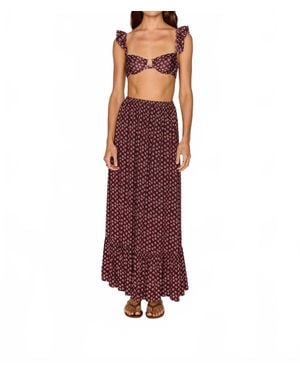 MINKPINK Sierra Ruffle Hem Maxi Skirt - Red