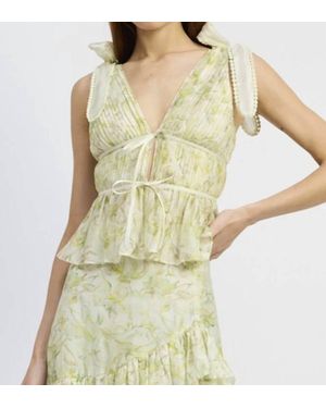 En Saison Claire Peplum Top - Metallic