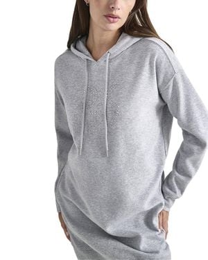DKNY Stacked Mixed Rhinestone Logo Sneaker Dress - Gray