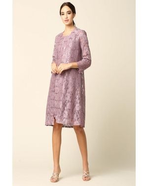 TRUEDAMES Short 2-Pc Lace Mother Of Bride Dress & Jacket - Pink