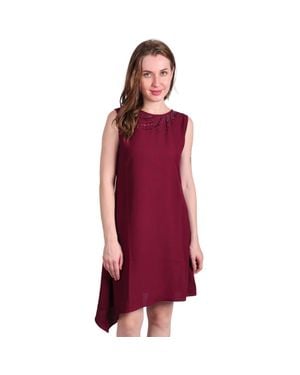 TRUEDAMES Stylish Blended Georgette Dress For Lightweight Elegance - Red