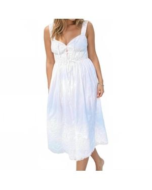 NIBI MTK Louisa Eyelet Midi Dress - Purple