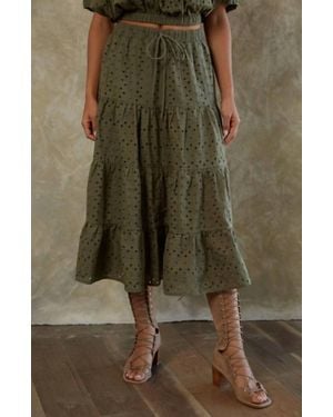 By Together Emme Eyelet Maxi Skirt - Green