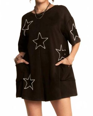 Davi & Dani Starry Night Romper - Black
