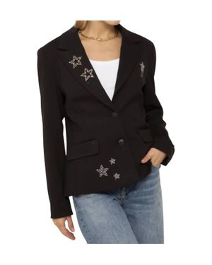 Central Park West Junie Rhnestone Star Blazer - Black