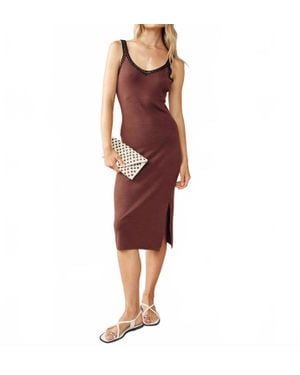 Bella Dahl Crocheted Trim V-Neck Midi Dress - Red