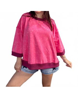 AEMI + CO Taighan Oversized Boxy Sweatshirt Top - Pink