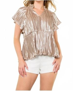 Thml Metallic Peplum Top - White