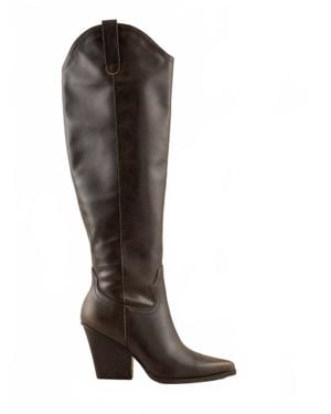Oasis Society Barcelona Knee High Western Boot - Brown