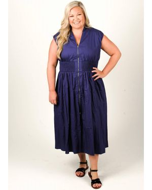 She + Sky Sunday Stroll Smocked Midi Dress - Blue