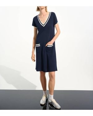 Joseph Ribkoff Casual V-Neck Shift Dress - Blue