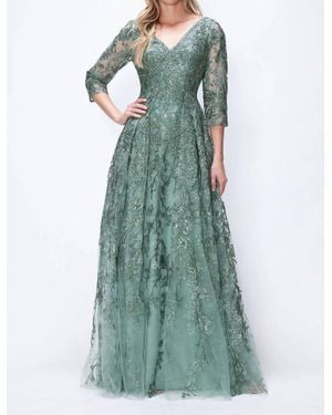 Lenovia Usa Embroidered A-Line Mother Of The Bride Gown - Green