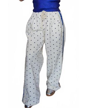 Veveret Starry Stripe Wide Leg Pants - Blue