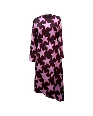 BOSS Star-Printed Asymmetric Midi Dress - Purple
