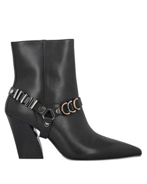 Pinko Viola 02 Pointed Toe Block Heel Leather Ankle Boots - Black