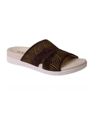 Spenco Twilight Ellie Sandals Leather Open Toe Slide Gal2110 - Brown